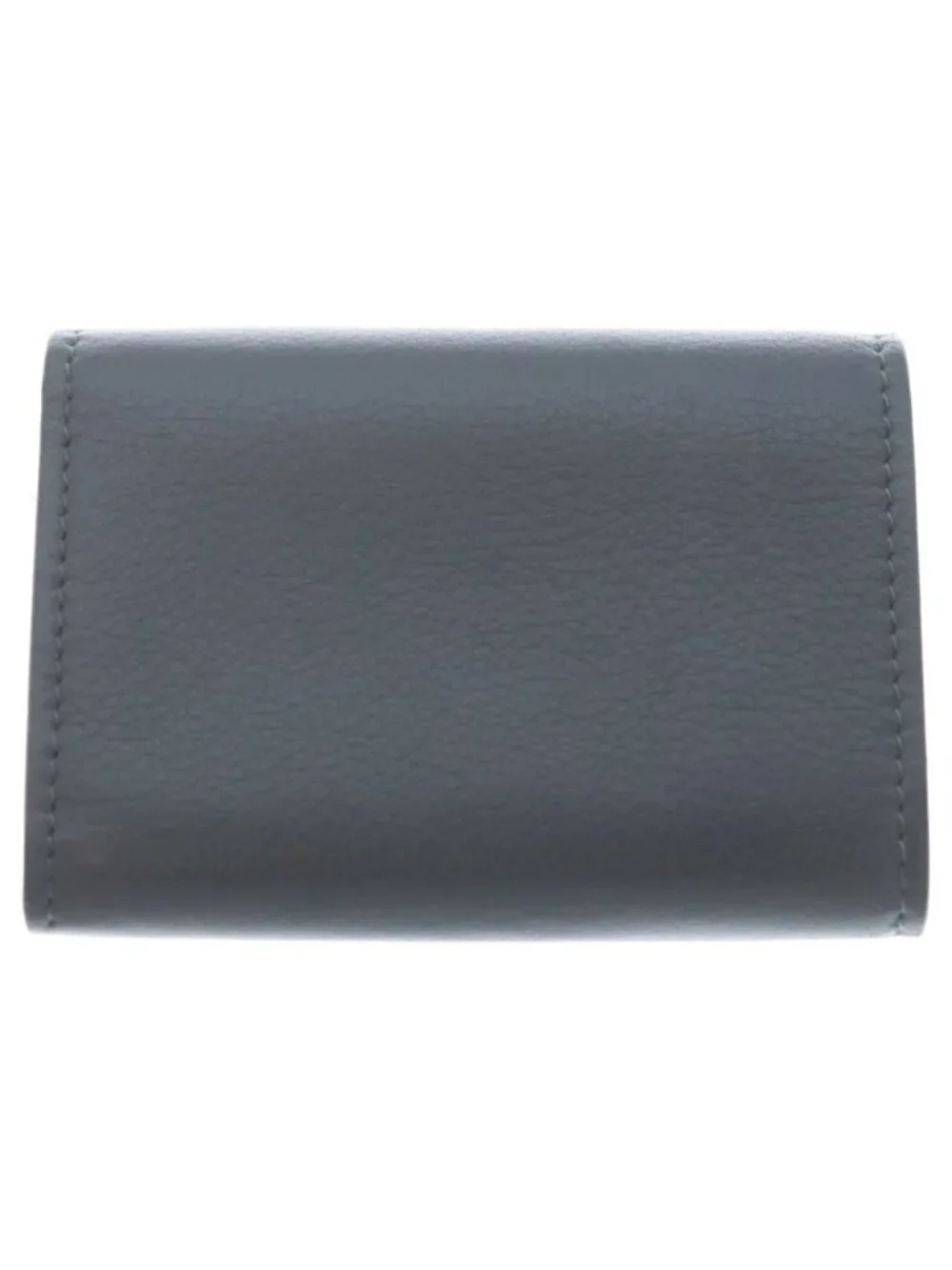Saint Laurent Paris Trifold Wallet Compact Coin Purse Gray Leather Gold